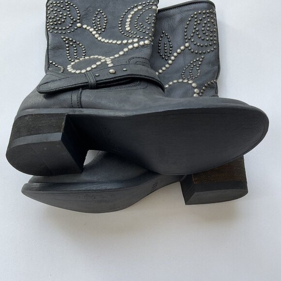 Guess Women’s Esperanza Western Studded Leather Boots In Black Size 5.5 - Picture 9 of 14